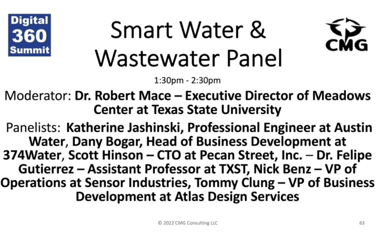 Digital 360 Summit 2022 Day 2 – Smart Water & Wastewater Panel with Dr. Robert Mace