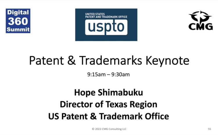 Digital 360 Summit 2022 Day 2 – Hope Shimabuku Patent & Trademarks Keynote – USPS